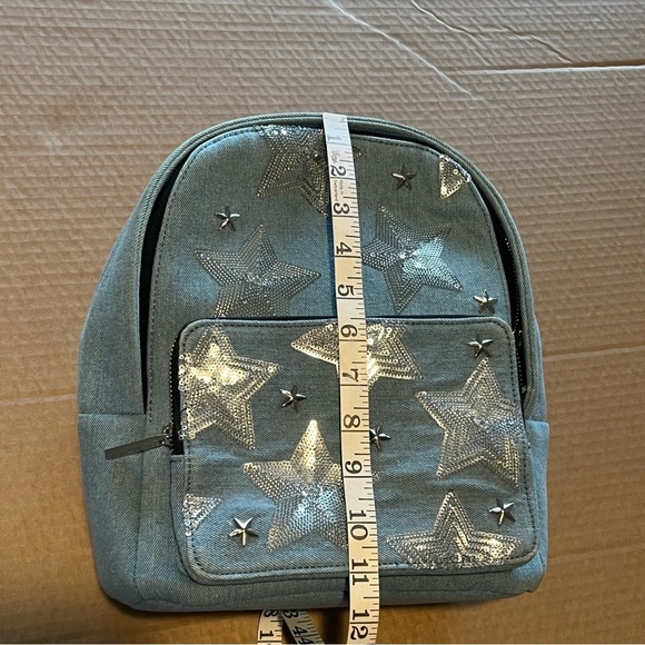 Skinny Dip Denim sequin stars festival backpack NWOT zipper closure 11x10 - Picture 10 of 14